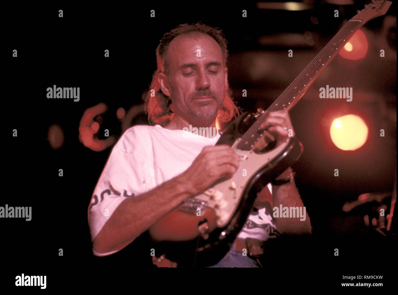 Jazz pop and rock guitarist Larry Carlton is shown playing his