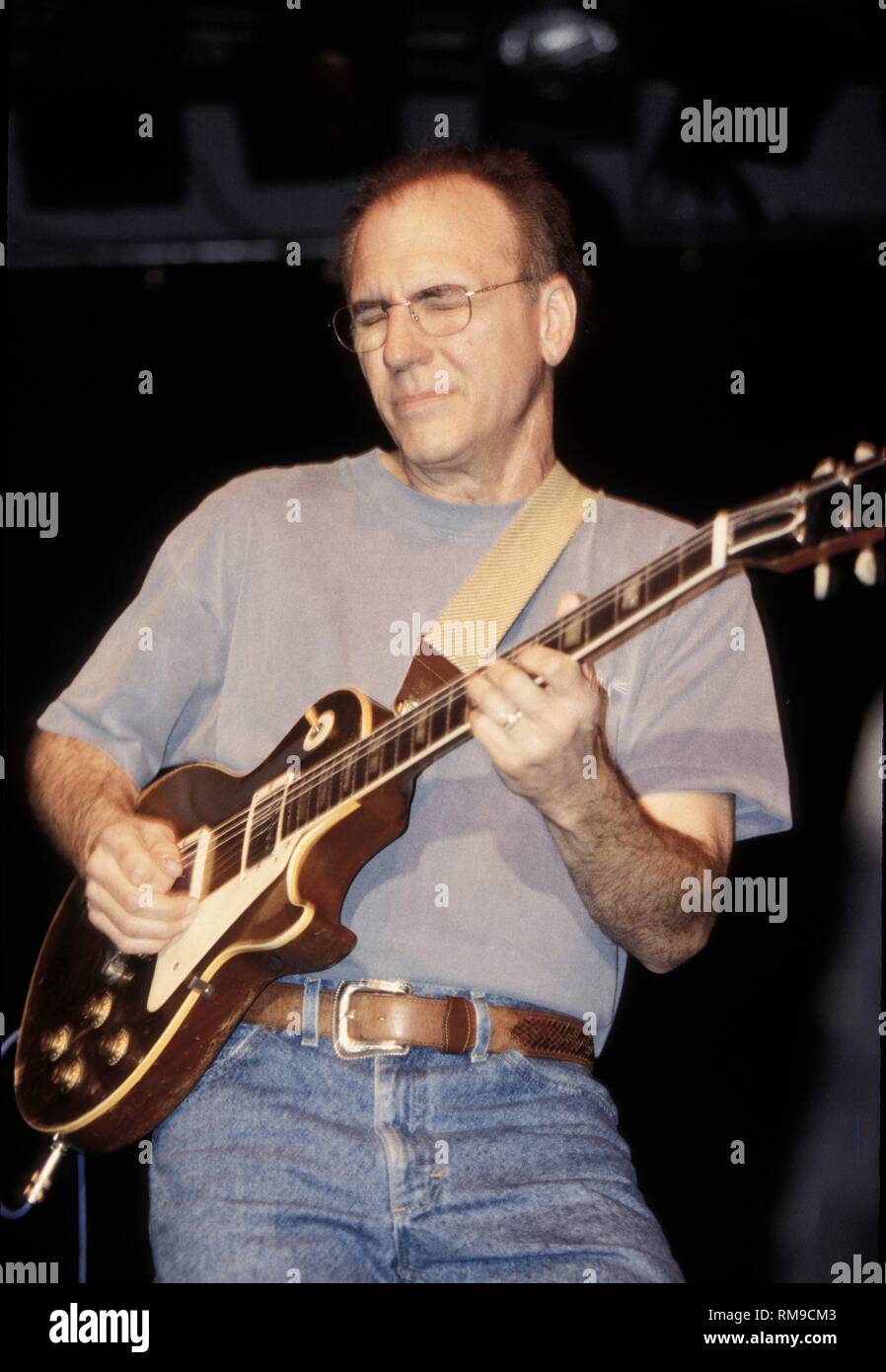 Jazz, pop, and rock guitarist, Larry Carlton is shown playing his 