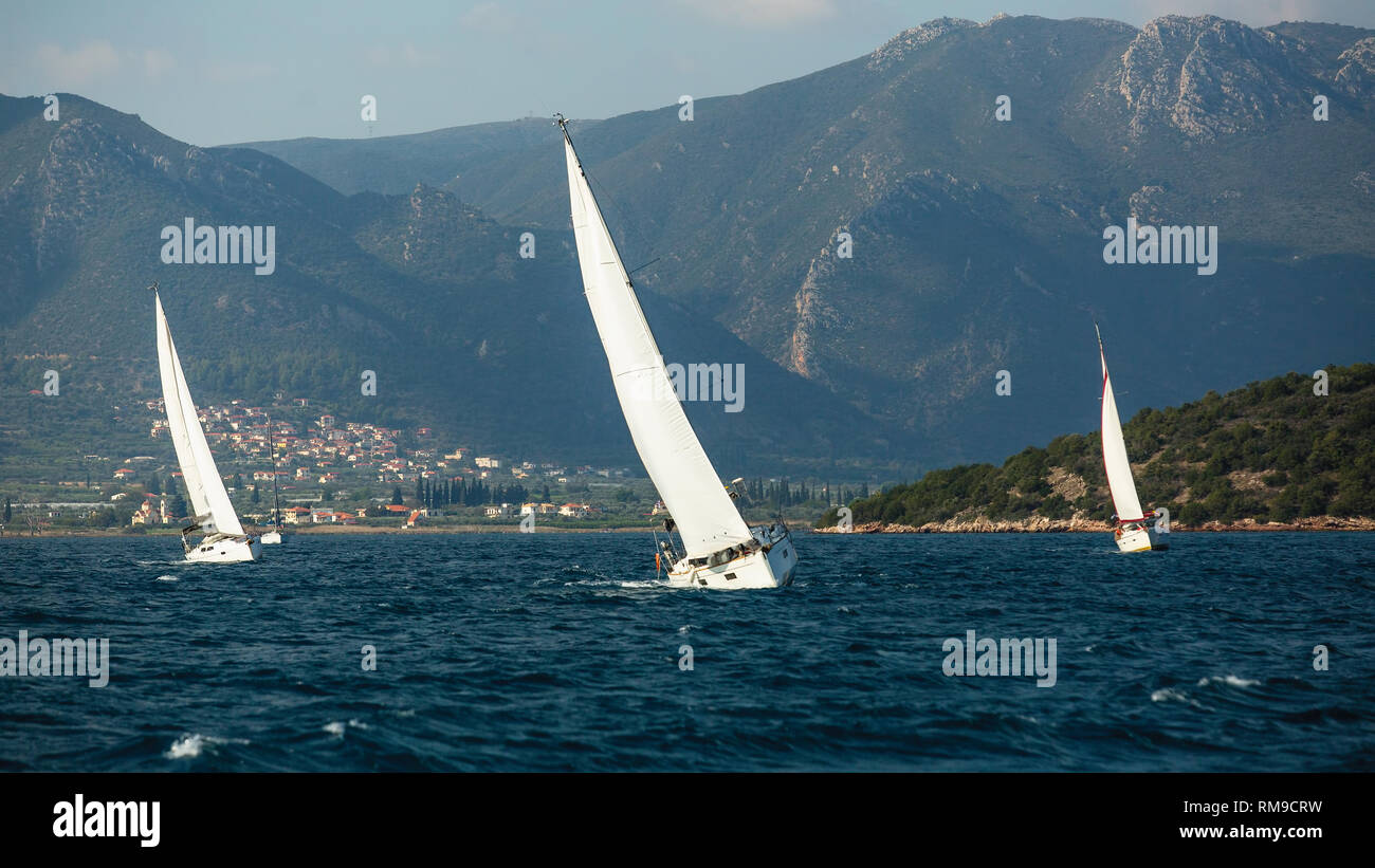 Sailing yachts regatta in the Sea. Luxury vacation Stock Photo - Alamy