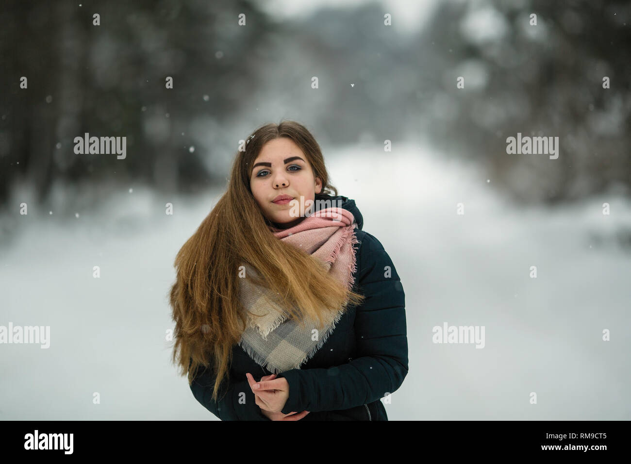 Premium Photo  Outdoor fashion portrait of pretty young woman in winter  forest