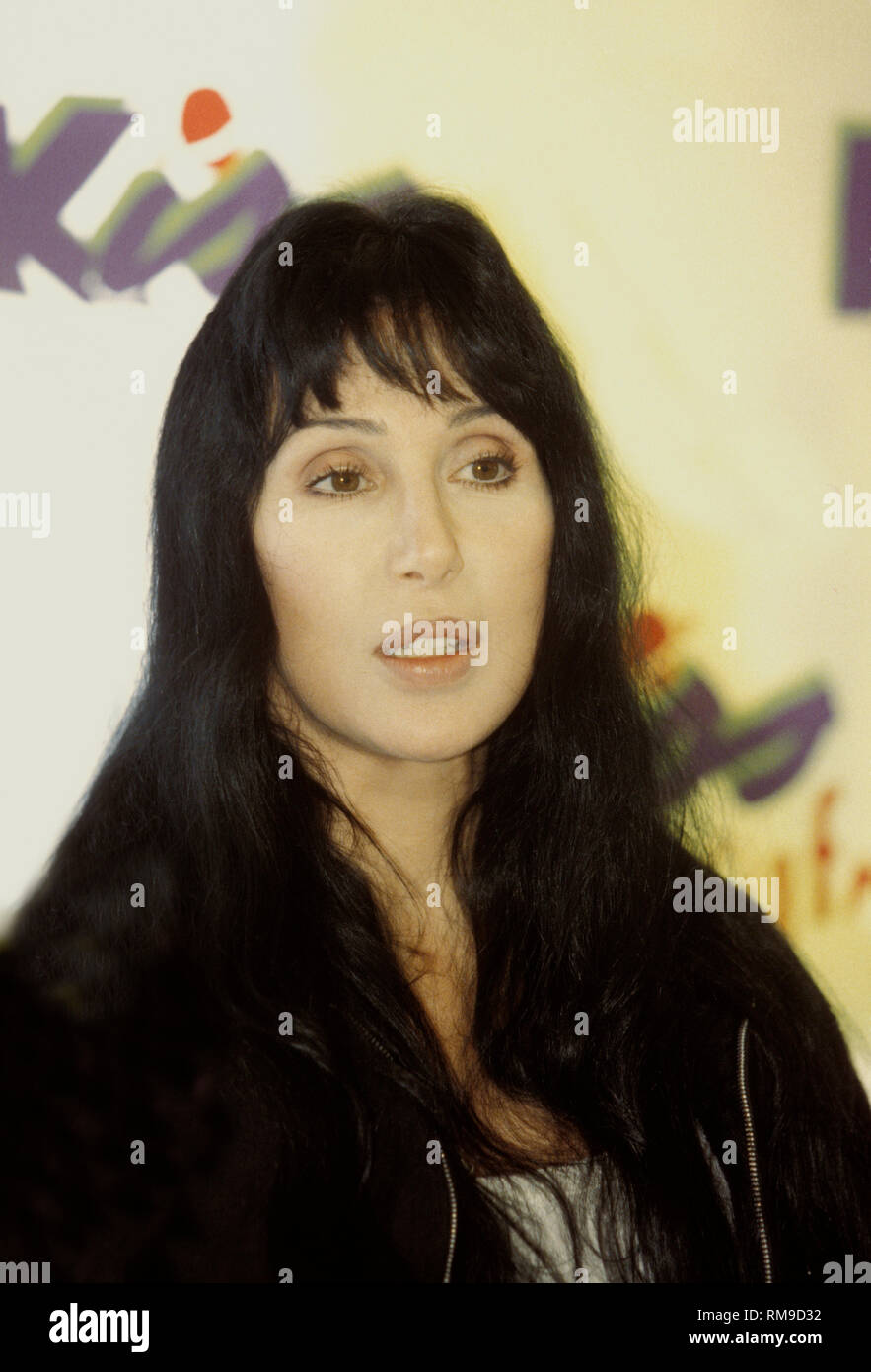 Singer, songwriter, actress and movie producer Cher, born Cherilyn Sarkisian, is shown during a press conference that followed her concert performance. Stock Photo