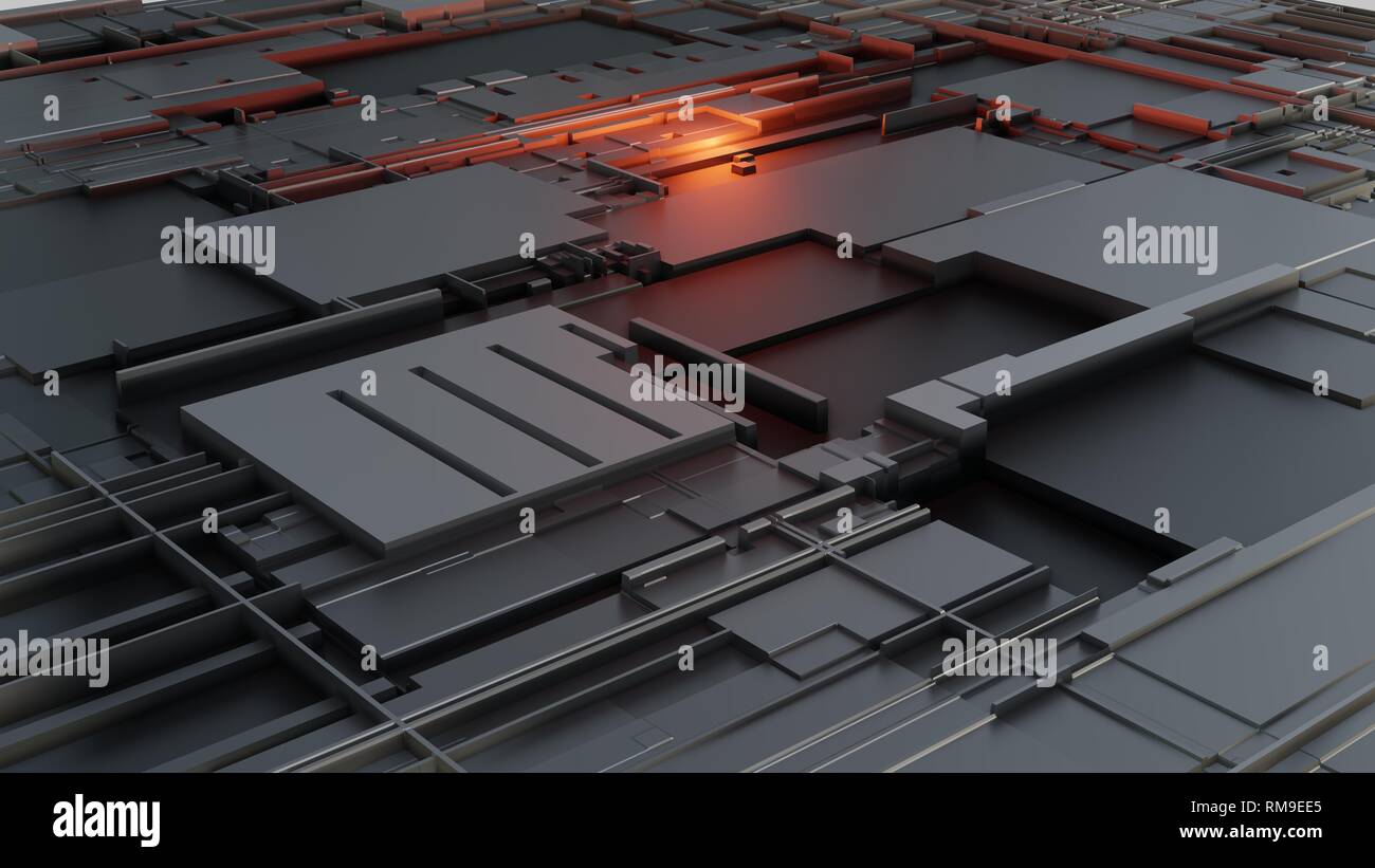 High Tech Concept Renders 3d render Abstract Technology Background With Cubes Stock Photo - Alamy