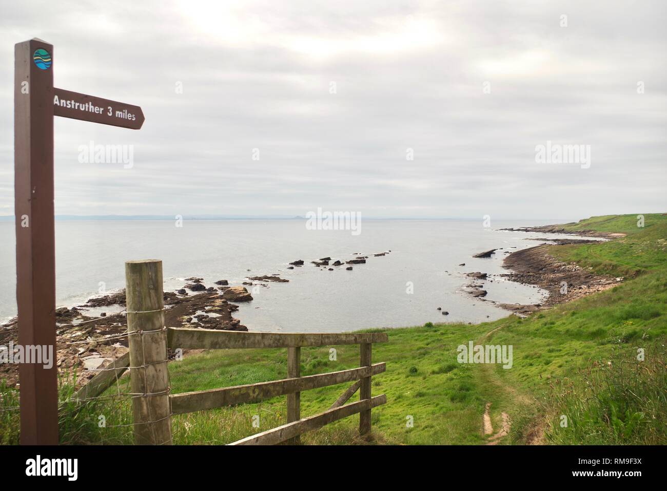 Wild Rugged Fife Coast Path between Crail and Anstruther. Scotland, UK