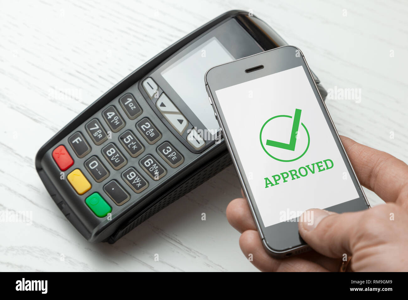POS terminal, Payment Machine with mobile phone on white background ...