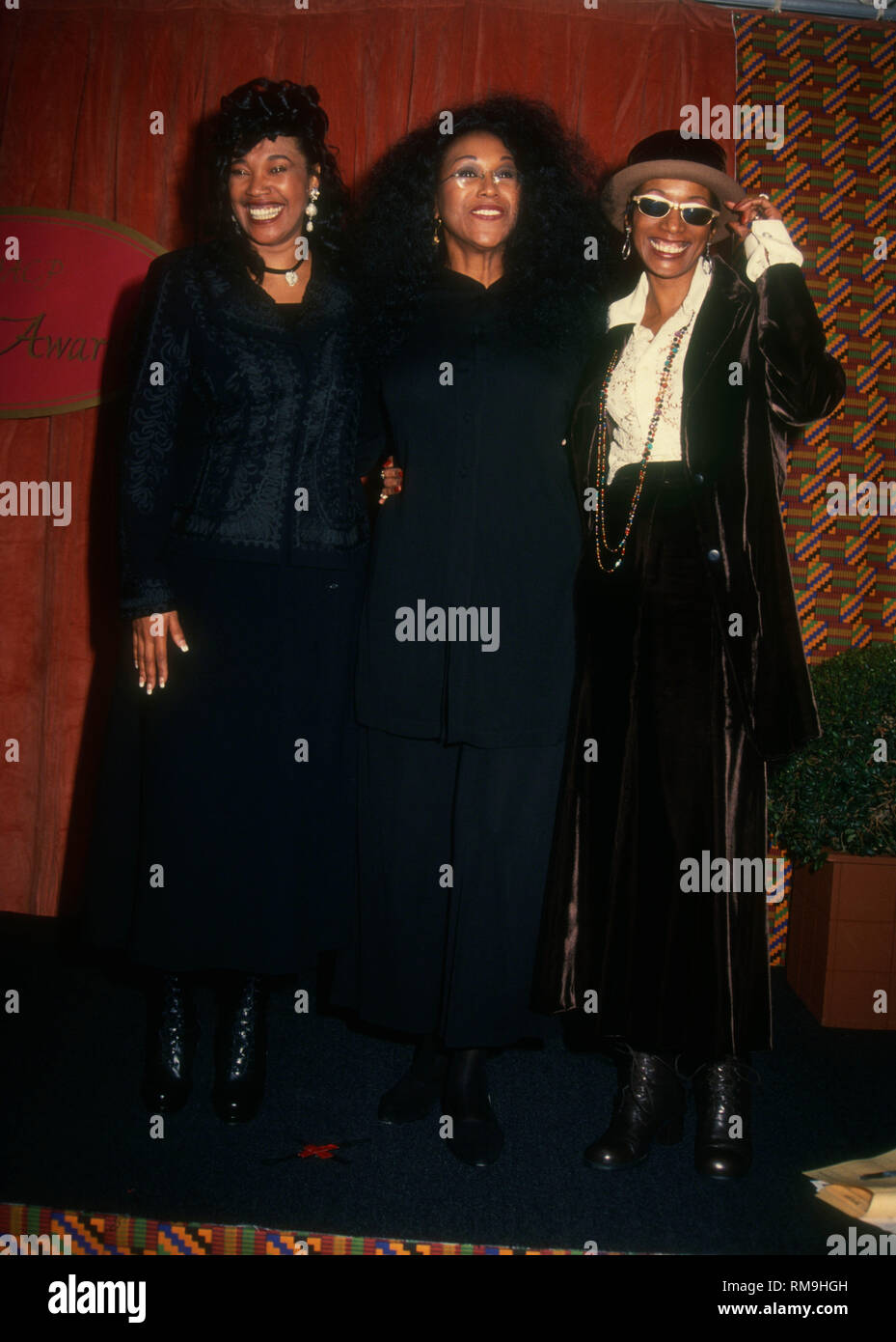 PASADENA, CA - JANUARY 5: (L-R) Singers/sisters Anita Pointer, Ruth Pointer and June Pointer attend the 26th Annual NAACP Image Awards on January 5, 1993 at Pasadena Civic Auditorium in Pasadena, California. Photo by Barry King/Alamy Stock Photo Stock Photo