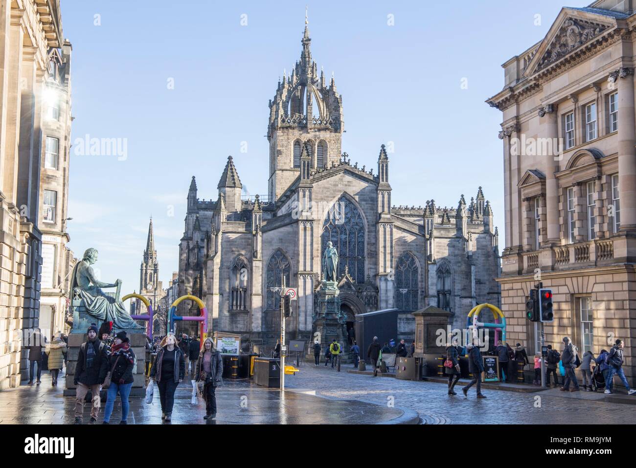 View down the Royal Mile, Edinburgh, Scotland, UK. Stock Photo