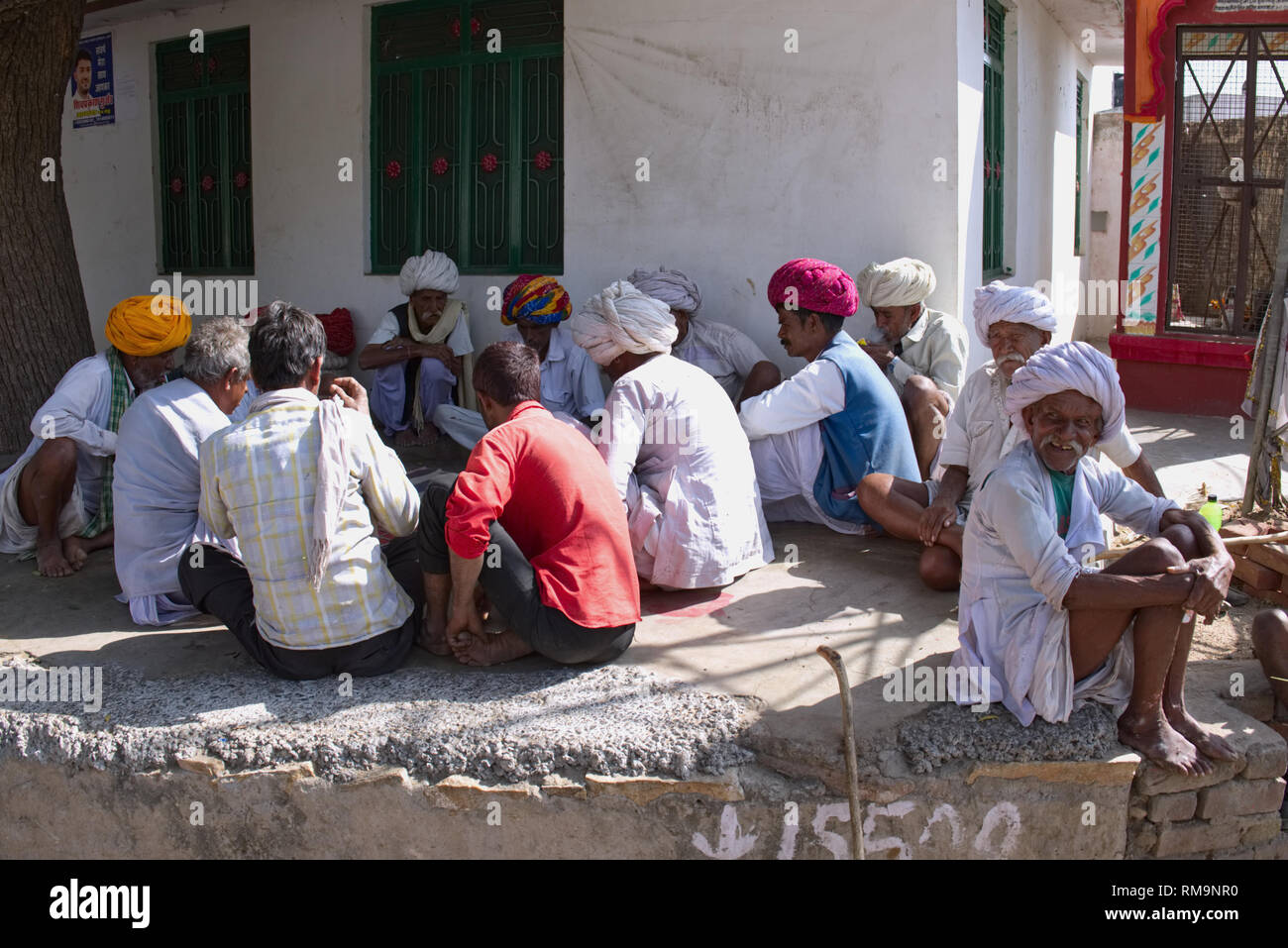 Chopat is an ancient Ludo like game that is played in a bantering manner. Commonly enjoyed by social groups of old men in Rajasthan villages Stock Photo