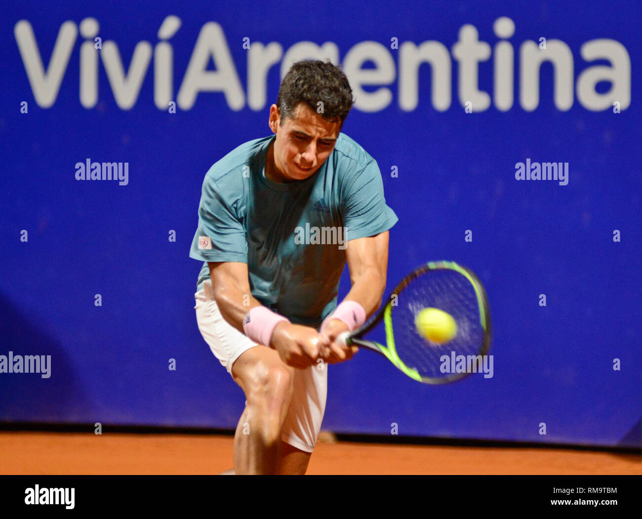 Buenos Aires, Argentina. 13th Feb 2019. Jaume Munar (Spain) defeat Fabio Fognini (Italy) in the Argentina Open, an ATP 250 tennis tournament. Credit: Mariano Garcia/Alamy Live News Stock Photo