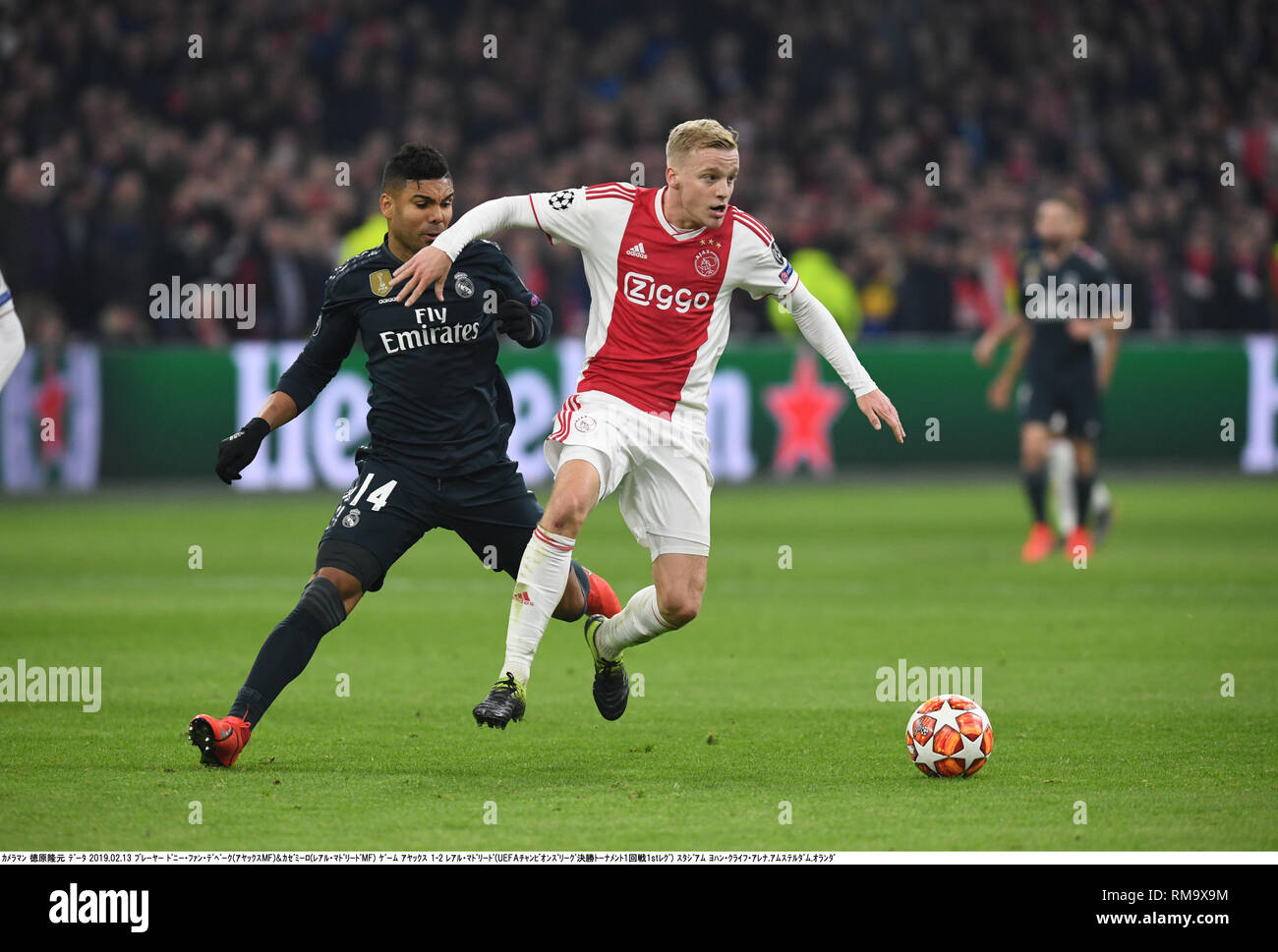 Amsterdam, Netherlands. 13th Feb, 2019. Ajax's Donny van de Beek ...