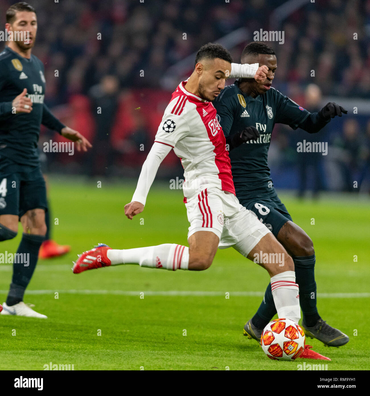 Amsterdam, Holanda. 13th Feb, 2019. Lance during the match between Ajax and Real Madrid held at the Johan Cruyff Stadium in Amsterdam. The match is valid for the octaves of the Champions League 2018/2019. Credit: Richard Callis/FotoArena/Alamy Live News Stock Photo
