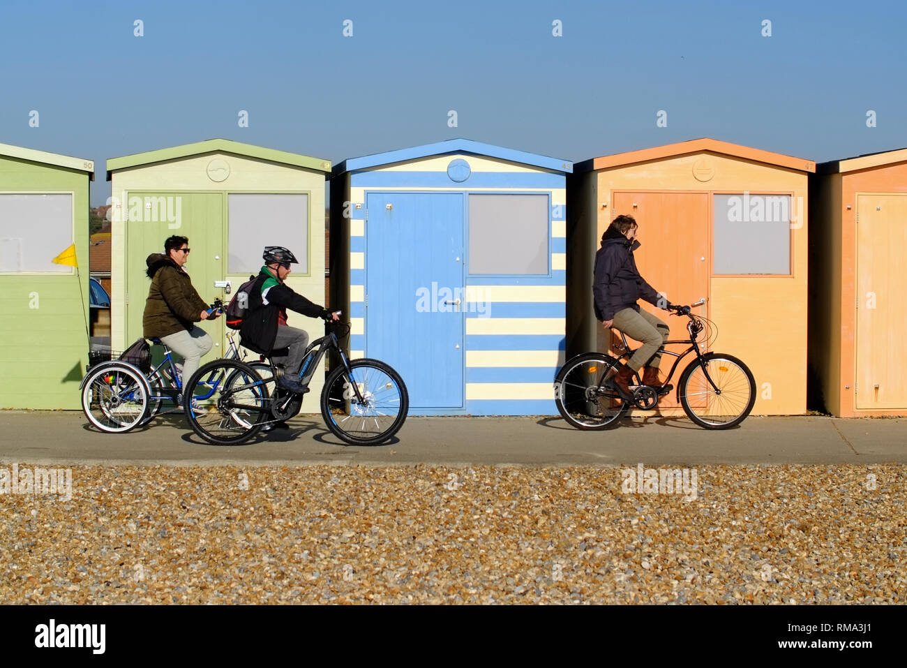 Seaford, East Sussex, UK. 14th Feb, 2019. People enjoying the bright warm sunshine on Seaford Beach. Credit: Peter Cripps/Alamy Live News Stock Photo