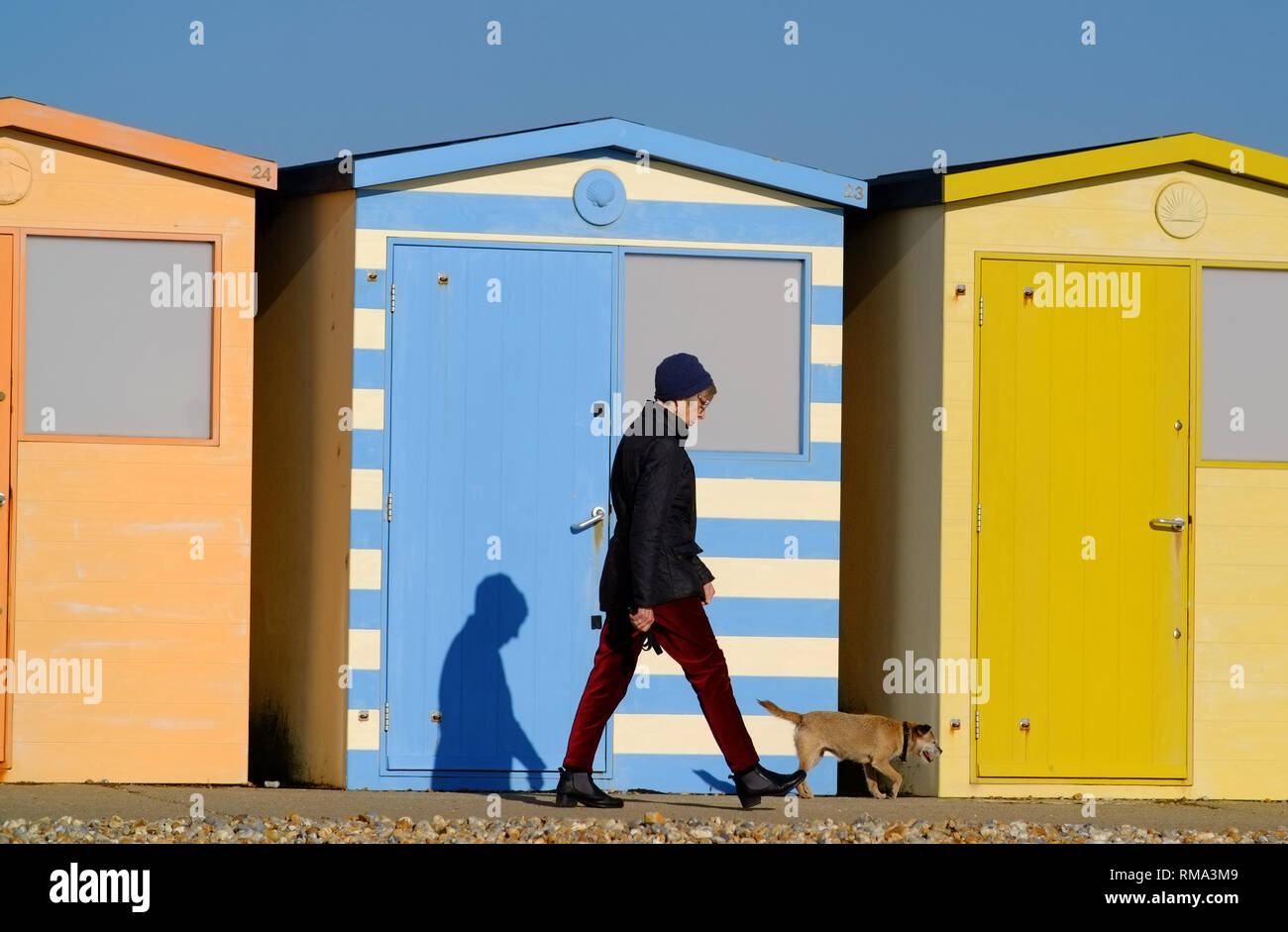 Seaford, East Sussex, UK. 14th Feb, 2019. People enjoying the bright warm sunshine on Seaford Beach. Credit: Peter Cripps/Alamy Live News Stock Photo