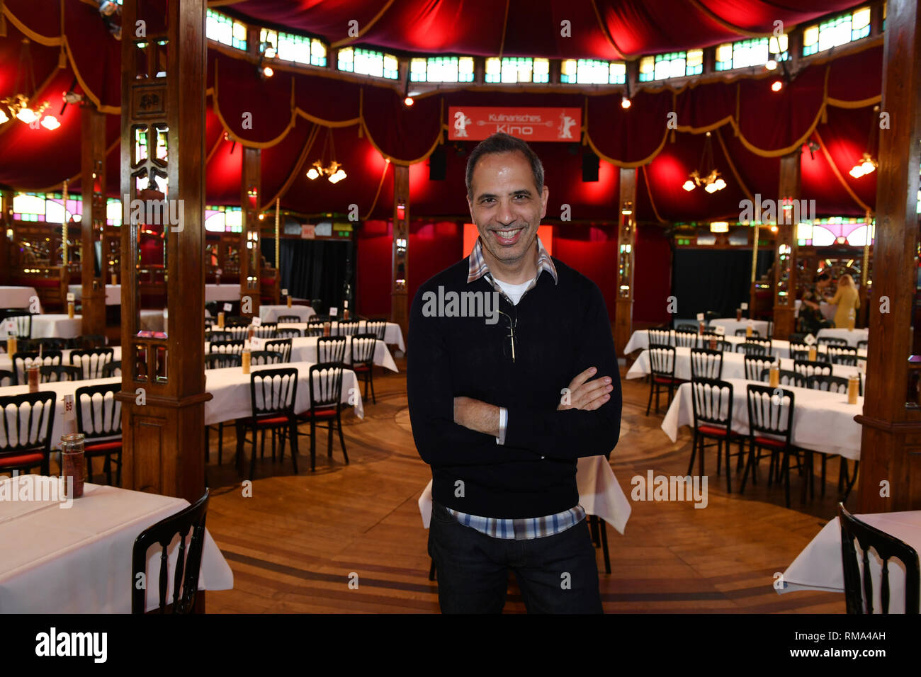 Berlin, Germany. 14th Feb, 2019. 69th Berlinale, Culinary Cinema, Tea Time, A Simple Talk': Yotam Ottolenghi, Israeli-British cook and cookbook author, at the Gropius Mirror Restaurant. Credit: Jens Kalaene/dpa/Alamy Live News Stock Photo