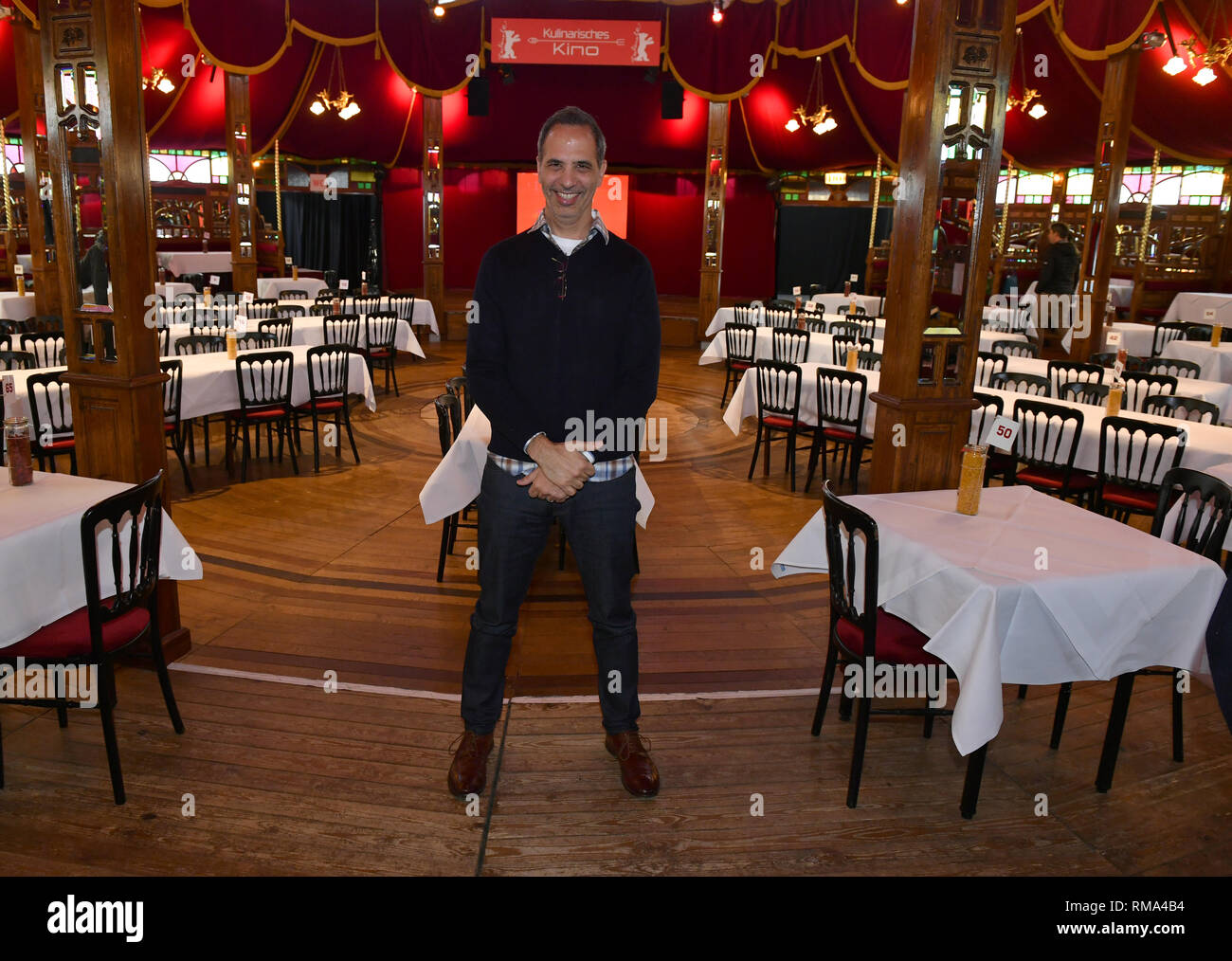 Berlin, Germany. 14th Feb, 2019. 69th Berlinale, Culinary Cinema, Tea Time, A Simple Talk': Yotam Ottolenghi, Israeli-British cook and cookbook author, at the Gropius Mirror Restaurant. Credit: Jens Kalaene/dpa/Alamy Live News Stock Photo