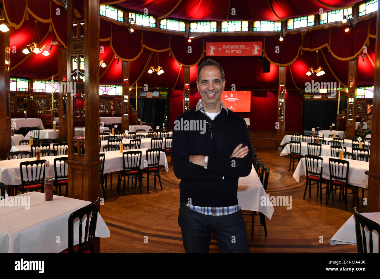 Berlin, Germany. 14th Feb, 2019. 69th Berlinale, Culinary Cinema, Tea Time, A Simple Talk': Yotam Ottolenghi, Israeli-British cook and cookbook author, at the Gropius Mirror Restaurant. Credit: Jens Kalaene/dpa/Alamy Live News Stock Photo