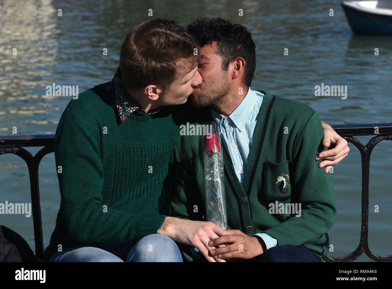 Madrid Madrid Spain 14th Feb 19 Two Men Are Seen Kissing At The Retiro Park In Madrid During The Saint Valentine S Day Saint Valentine S Day Is Recognized As A Celebration Of Love And