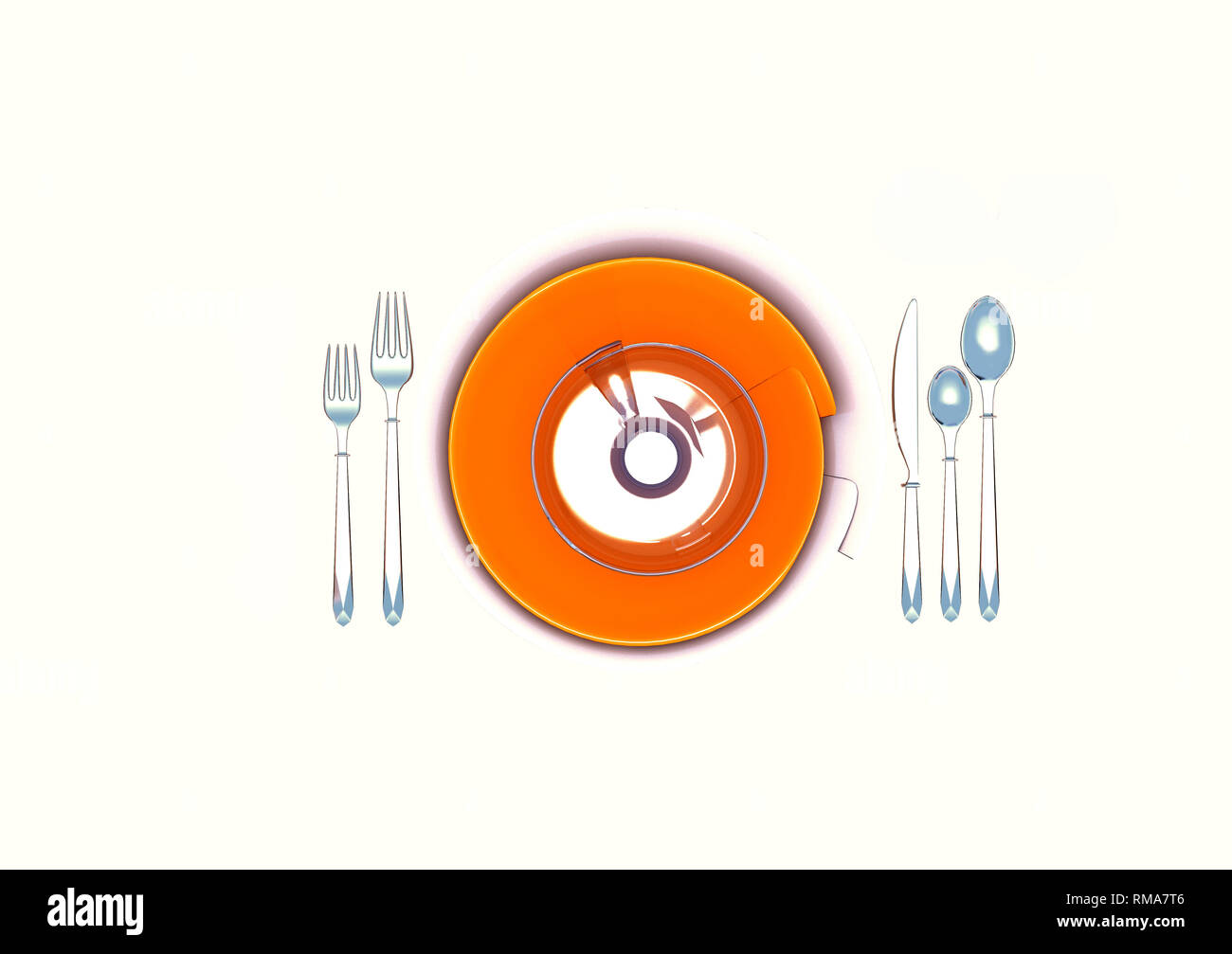 3d render orange food plate Stock Photo