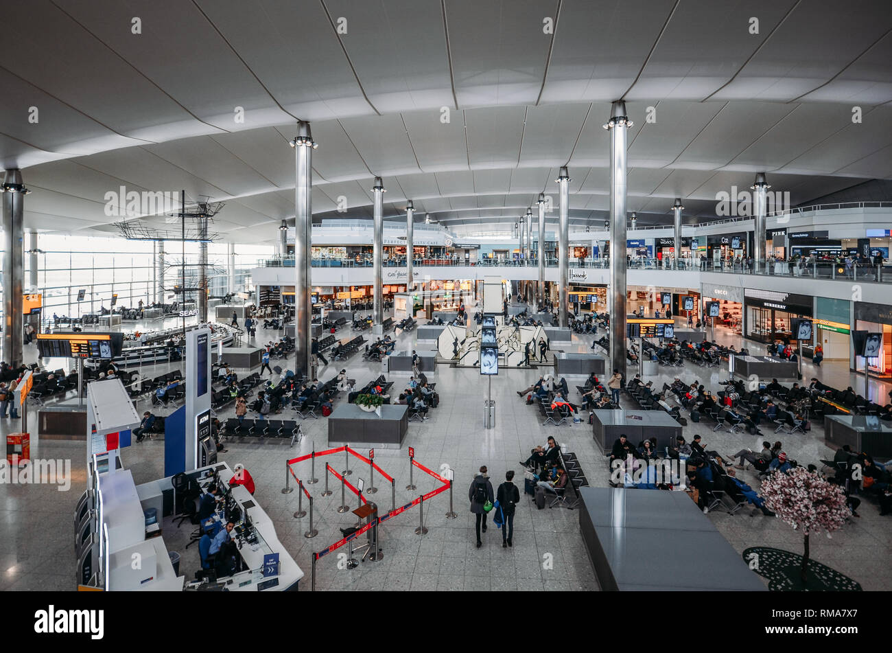 London England Feb 13 2019 High Perspective View Of Passengers And