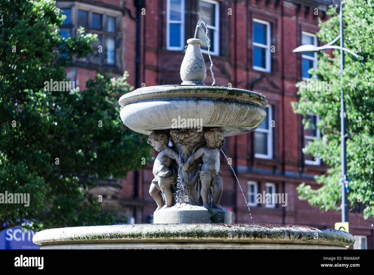 BIRMINGHAM, UK - March 2018 Fountain Made of Stone in St. Peter's ...
