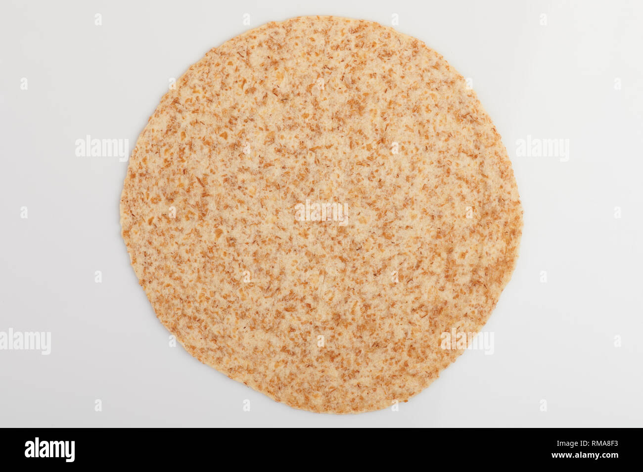 One empty fresh tortilla above view isolated Stock Photo