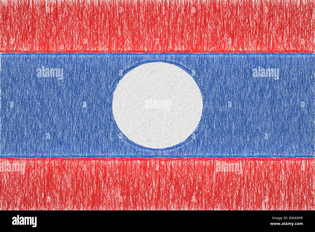 Laos painted flag. Patriotic drawing on paper background. National flag ...