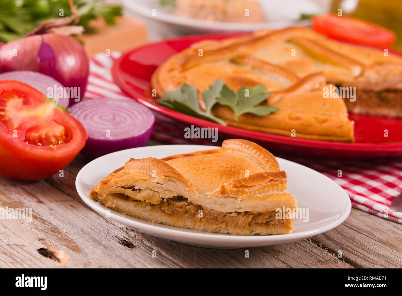 Spanish tuna pie Stock Photo Alamy