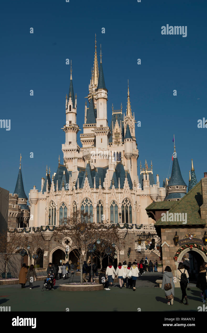 Disneyland Castle, Disneyland, Tokyo, Japan Stock Photo
