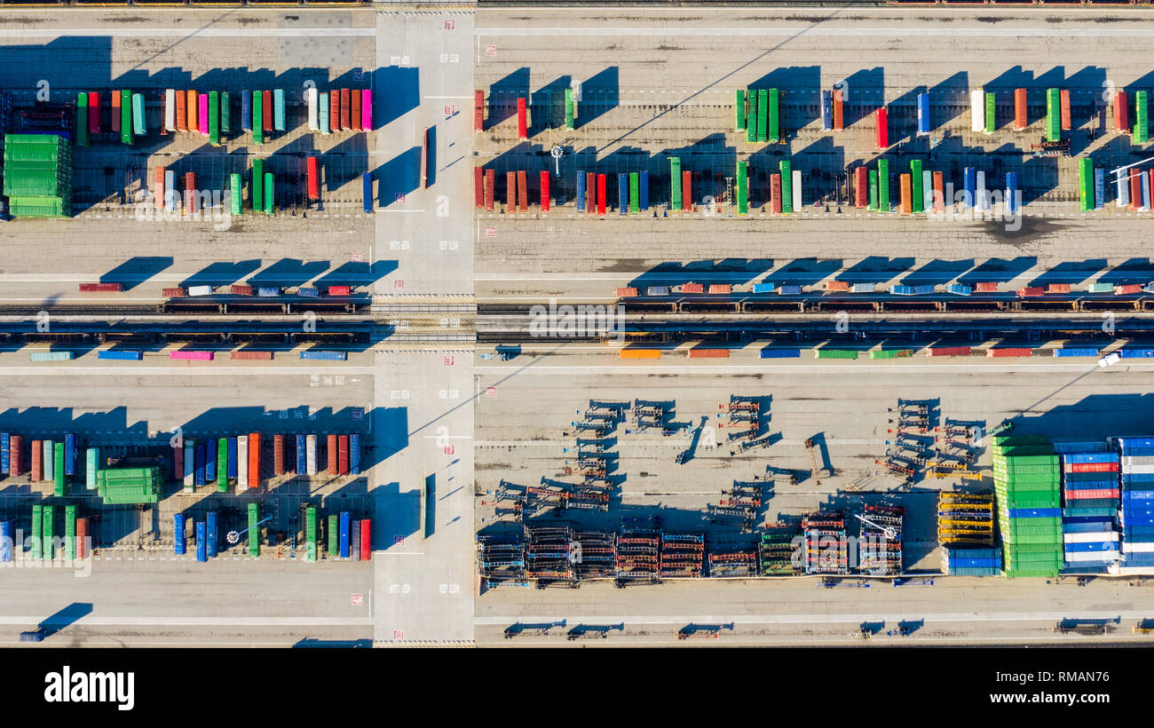 Shipping containers in the Port of Oakland, California, USA Stock Photo