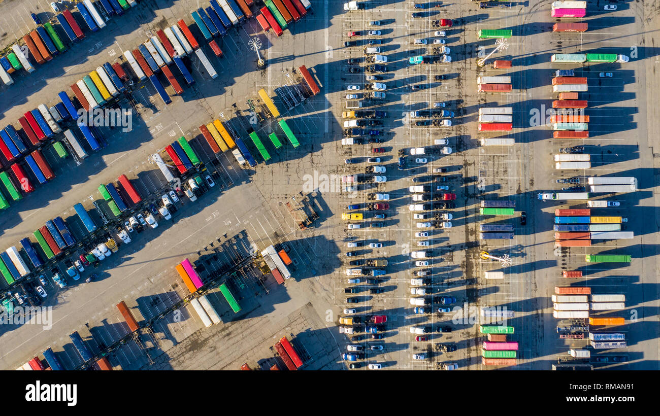 Shipping containers in the Port of Oakland, California, USA Stock Photo