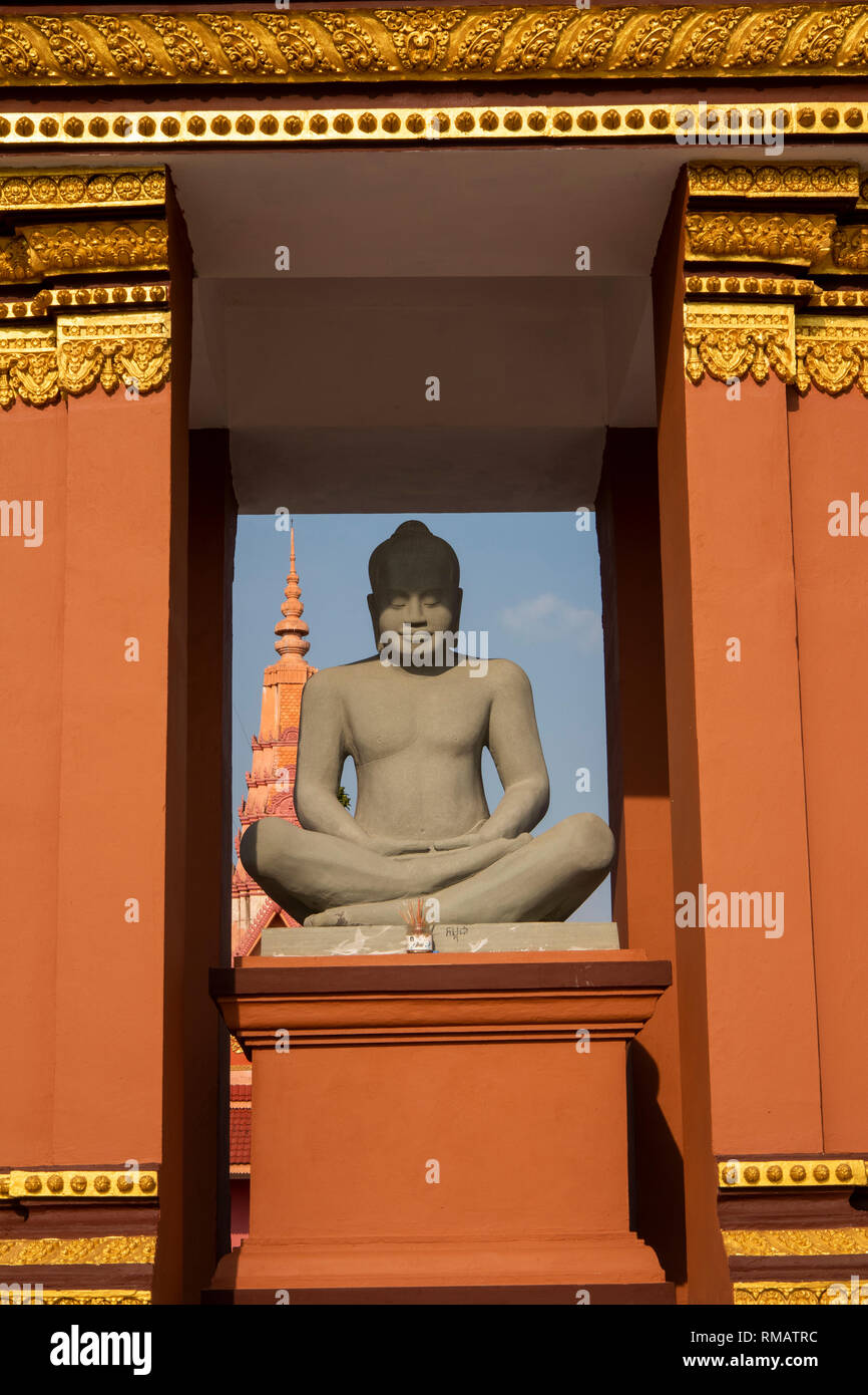 Cambodia, Kampot Province, Kep, Buddha figure in Khmer pagoda Stock Photo