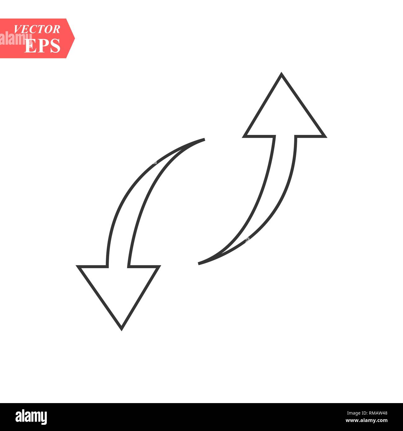 Refresh Arrows thin line flat color icon. Linear vector illustration ...
