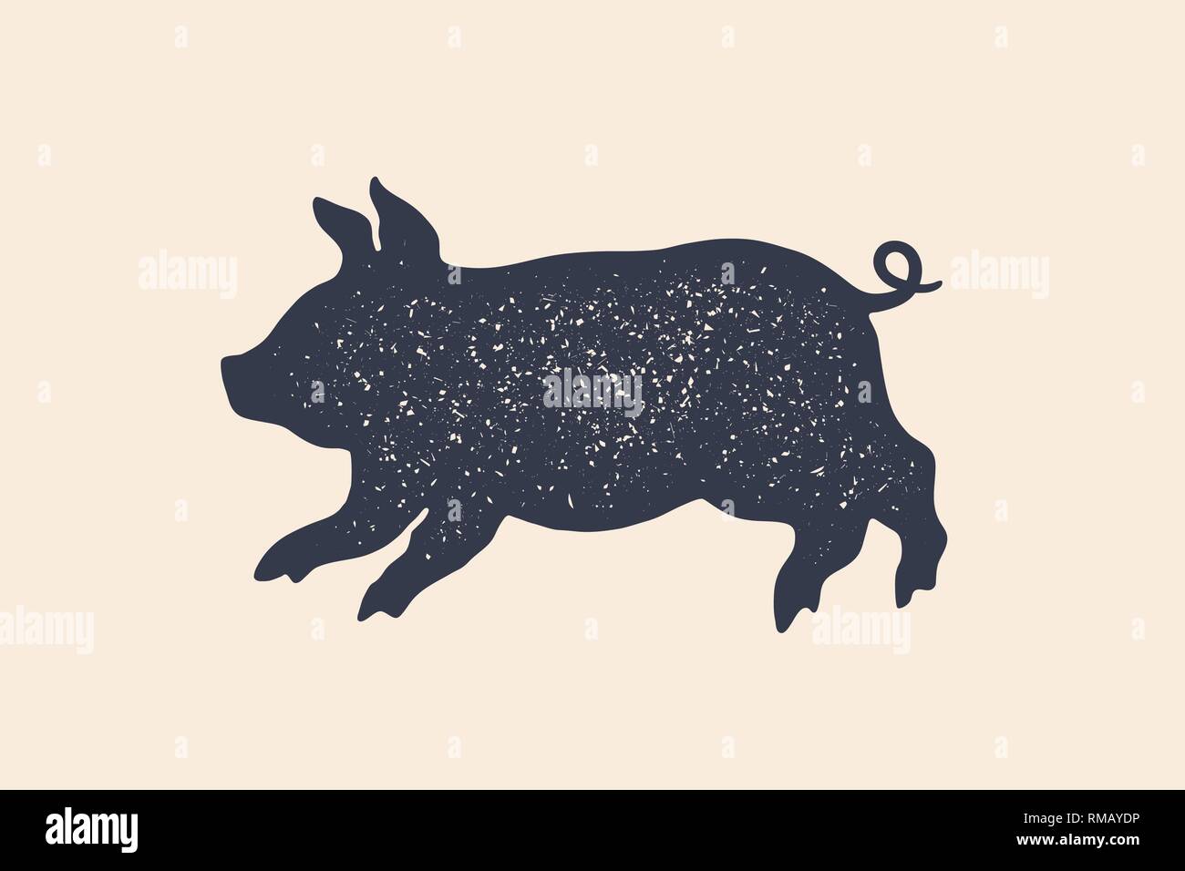 Pig, piggy. Concept design of farm animals Stock Vector
