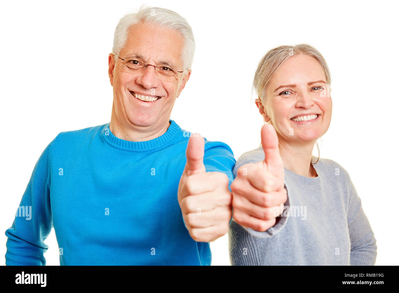 Old happy man holding thumbs hi-res stock photography and images - Alamy