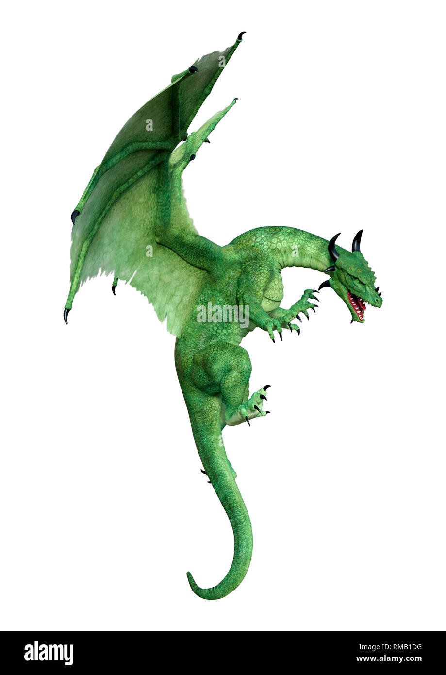 3D rendering of a green fantasy dragon isolated on white background ...
