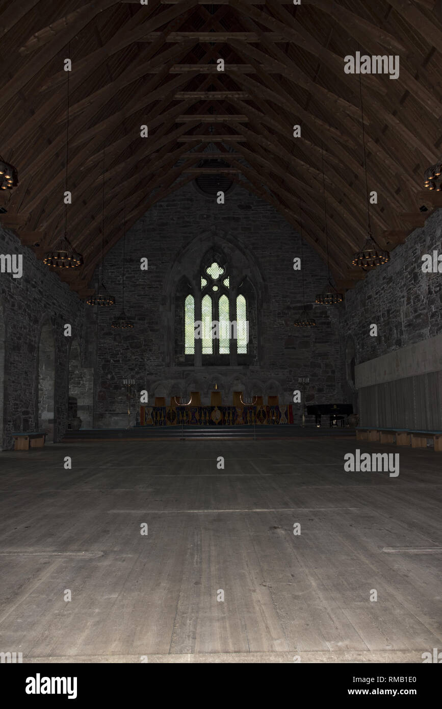 Haakon's Hall was built as king's residence in 1247 and is now a prominent building in Bergenhus Fortress in the Norwegian city of Bergen.   Die Hako Stock Photo