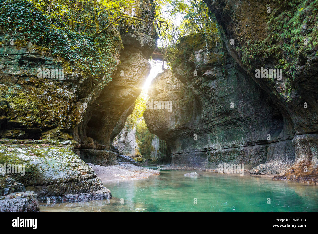 Martvili canyon on the Abasha river, natural landmark of Georgia Stock Photo