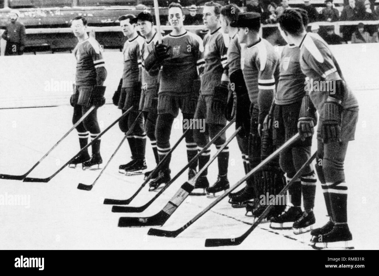 The ice hockey team from the USA at the Olympic Games in Garmisch