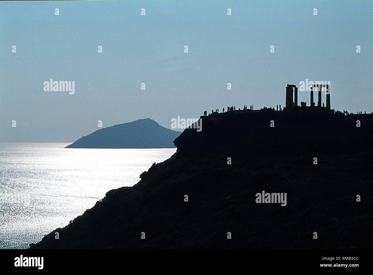 The Poseidon Temple at Cape Sounion in back light Stock Photo - Alamy