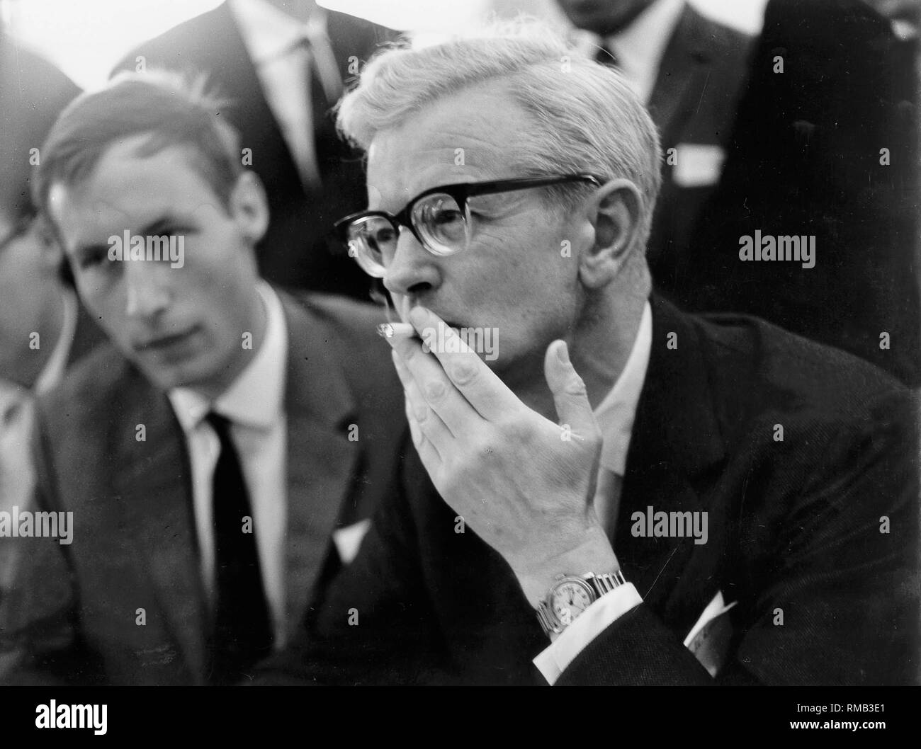 John Cowdery Kendrew, British Nobel Laureate in Chemistry (1962). The picture was taken at the Lindau Nobel Laureate Meeting. Stock Photo