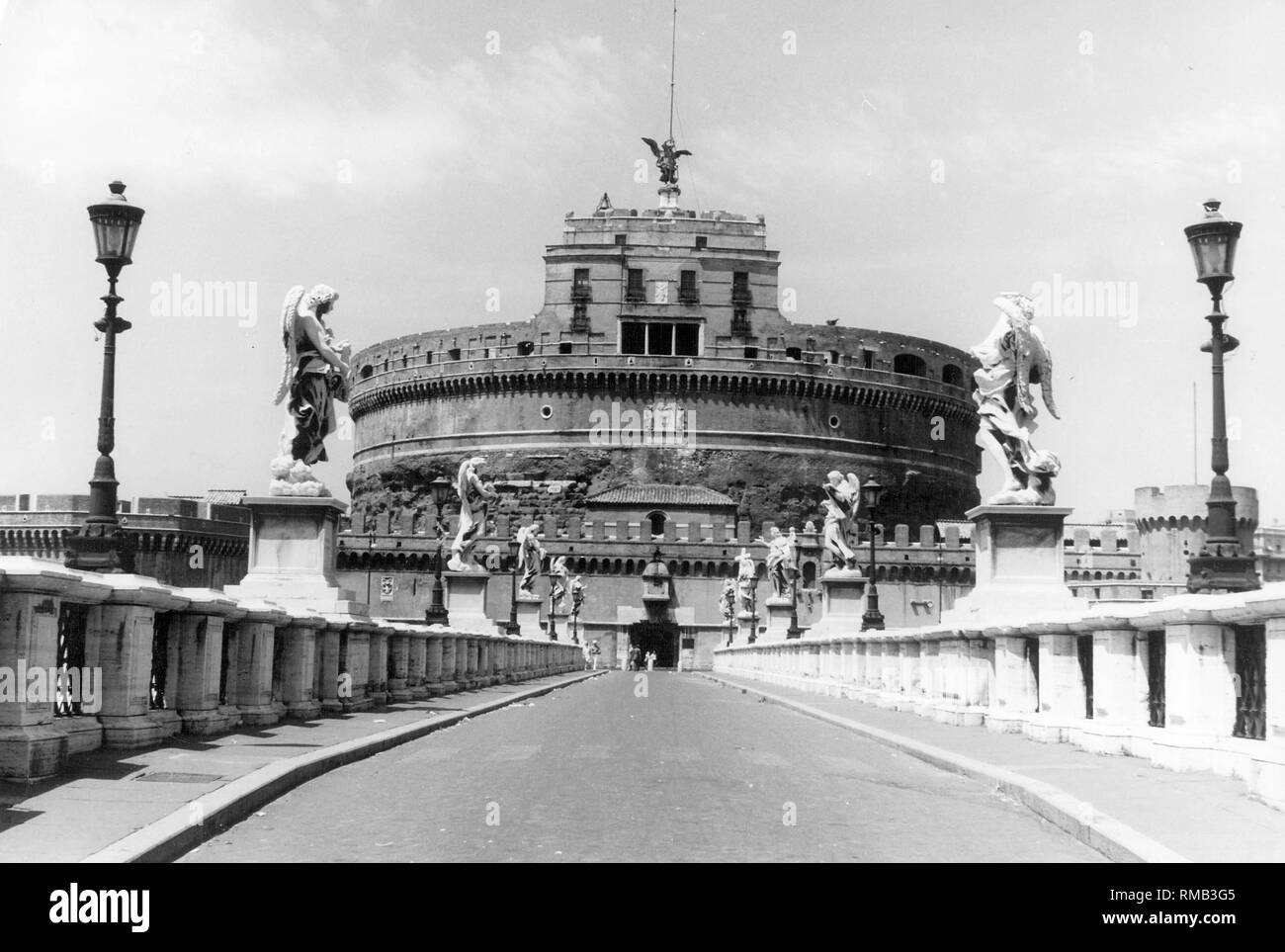 The Castel Sant'Angelo, also called 'Mausoleum of Hadrian' and the Angel Bridge ('Ponte Sant' Angelo). Stock Photo