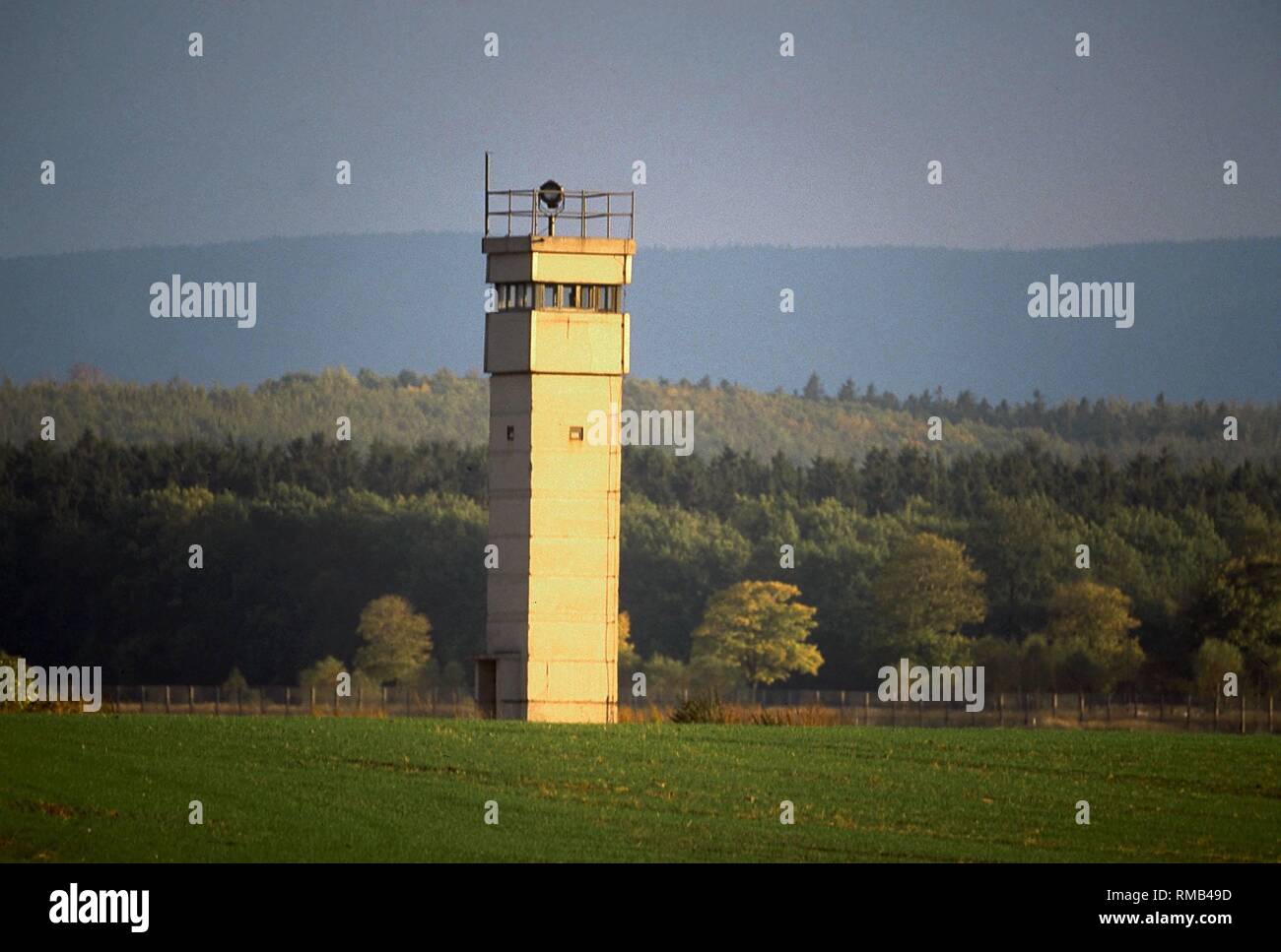 DDR- watchtower and border posts near Neustadt in Bavaria. Stock Photo