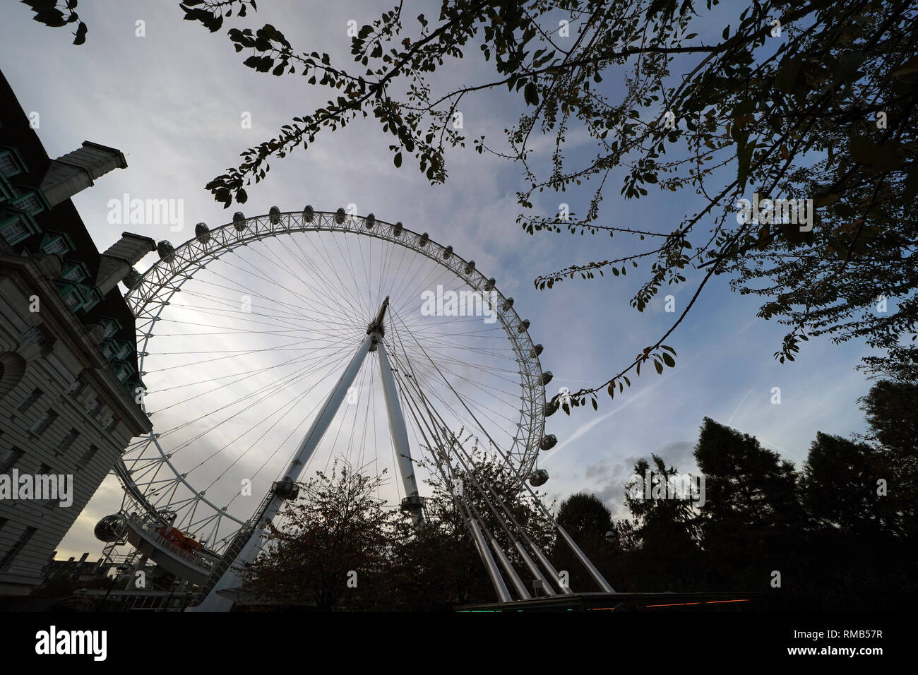 A view of the Coco Cola London Eye in London, United Kingdom.  It is Europe's tallest cantilevered observation wheel. Stock Photo