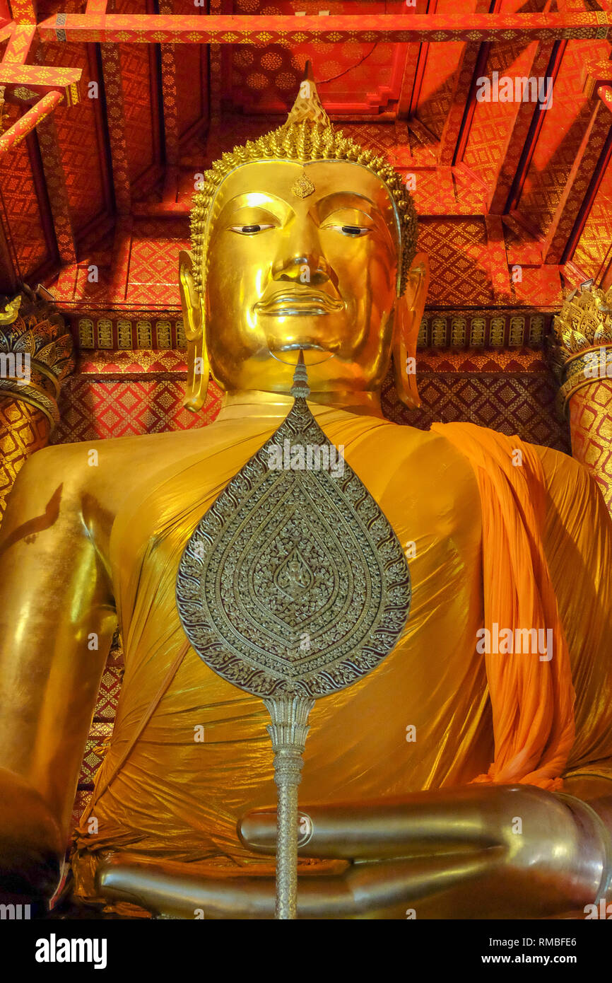 Buddha statue, Large size in Ayutthaya temple, Thailand Stock Photo