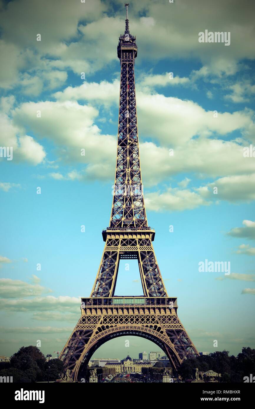 Eiffel Tower symbol of Paris in France with antique old effect Stock ...