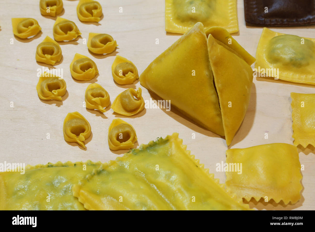 typical homemade Italian pasta with egg called tortellini Stock Photo