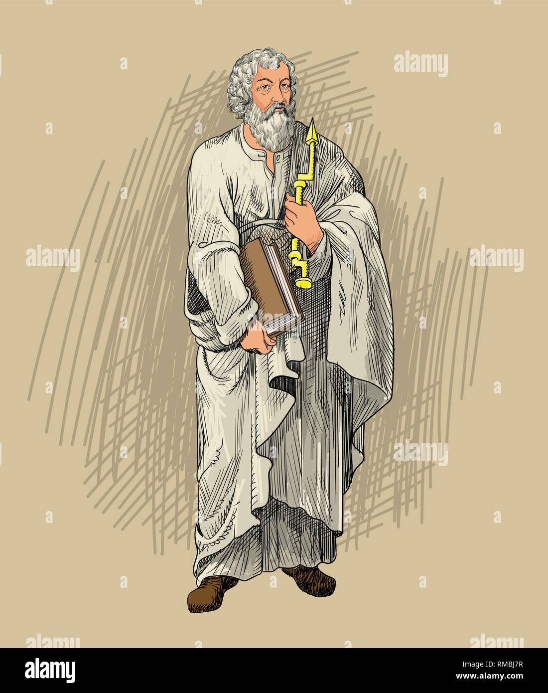 Hippocrates portrait in line art illustration. He was a Greek philosopher and physician who has been called 'the father of modern medicine'. Stock Vector
