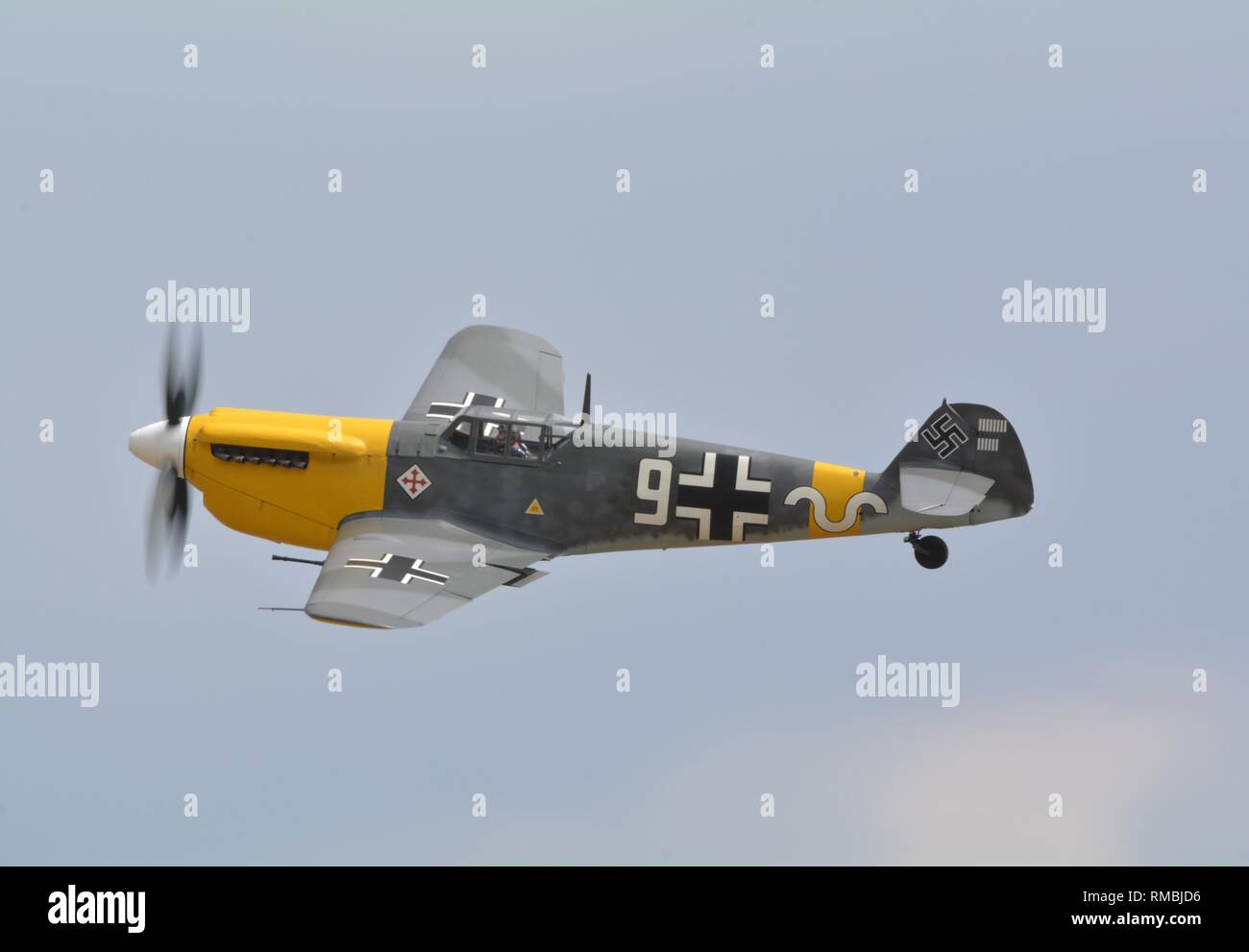 Me bf 109 bichon, worldwar 2 fighter airplane,in early war markings. Stock Photo