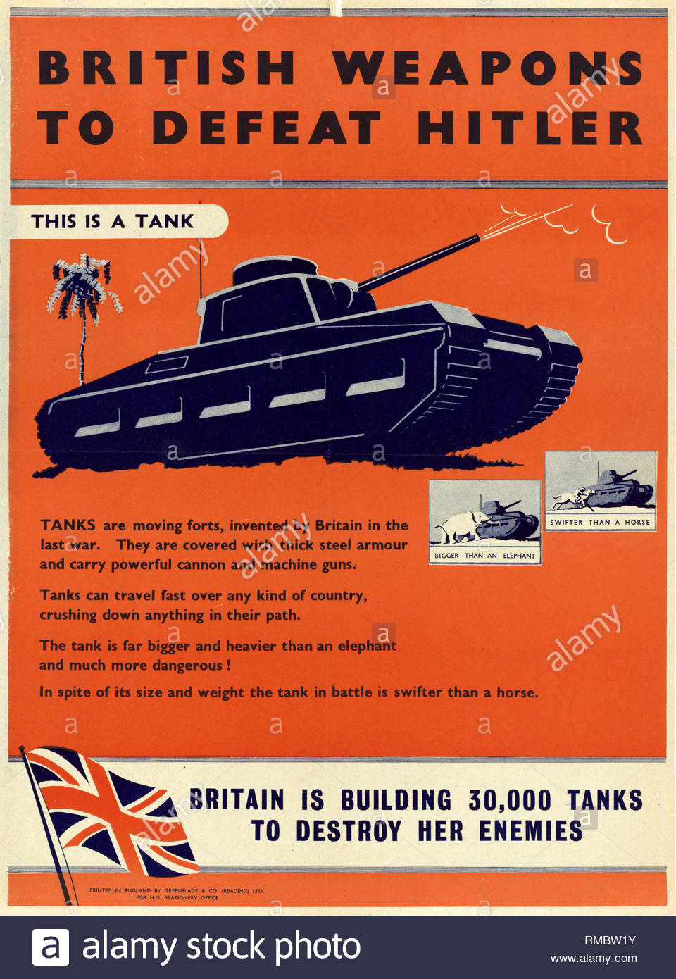 British World War 2 Public Information Propaganda Poster Stock