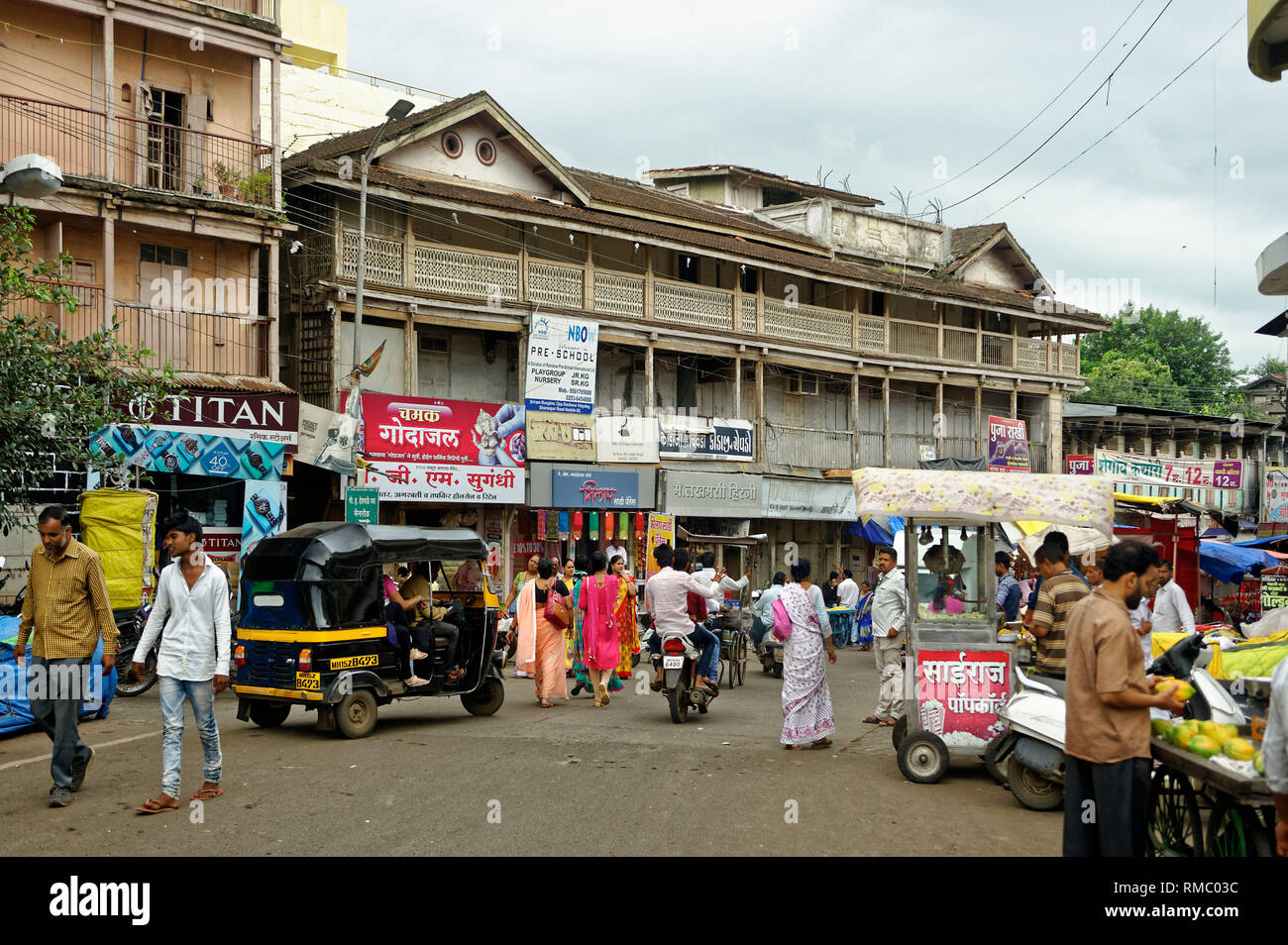 Old building on market road, nashik, Maharashtra, India, Asia Stock Photo