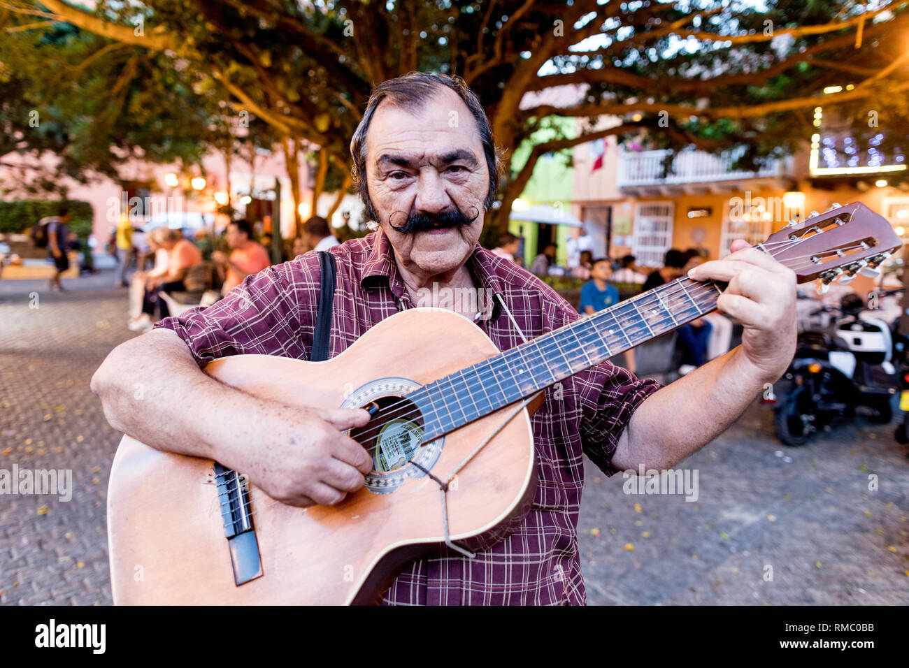 Guitarist In The Plaza De San Diego Cartagena Colombia South America Stock Photo